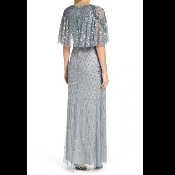 Brand new Adrianna Papell embroidered capelet gown